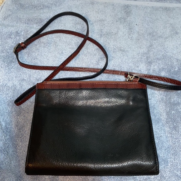 Jack Georges | Women's Black & Brown Embossd Leather  Crossbody Wallet - Picture 4 of 13